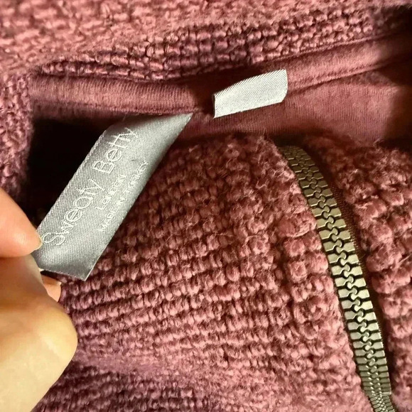 Sweaty Betty restful Boucle Waffle Knit Burgundy Half Zip Long Sleeve - Picture 7 of 9